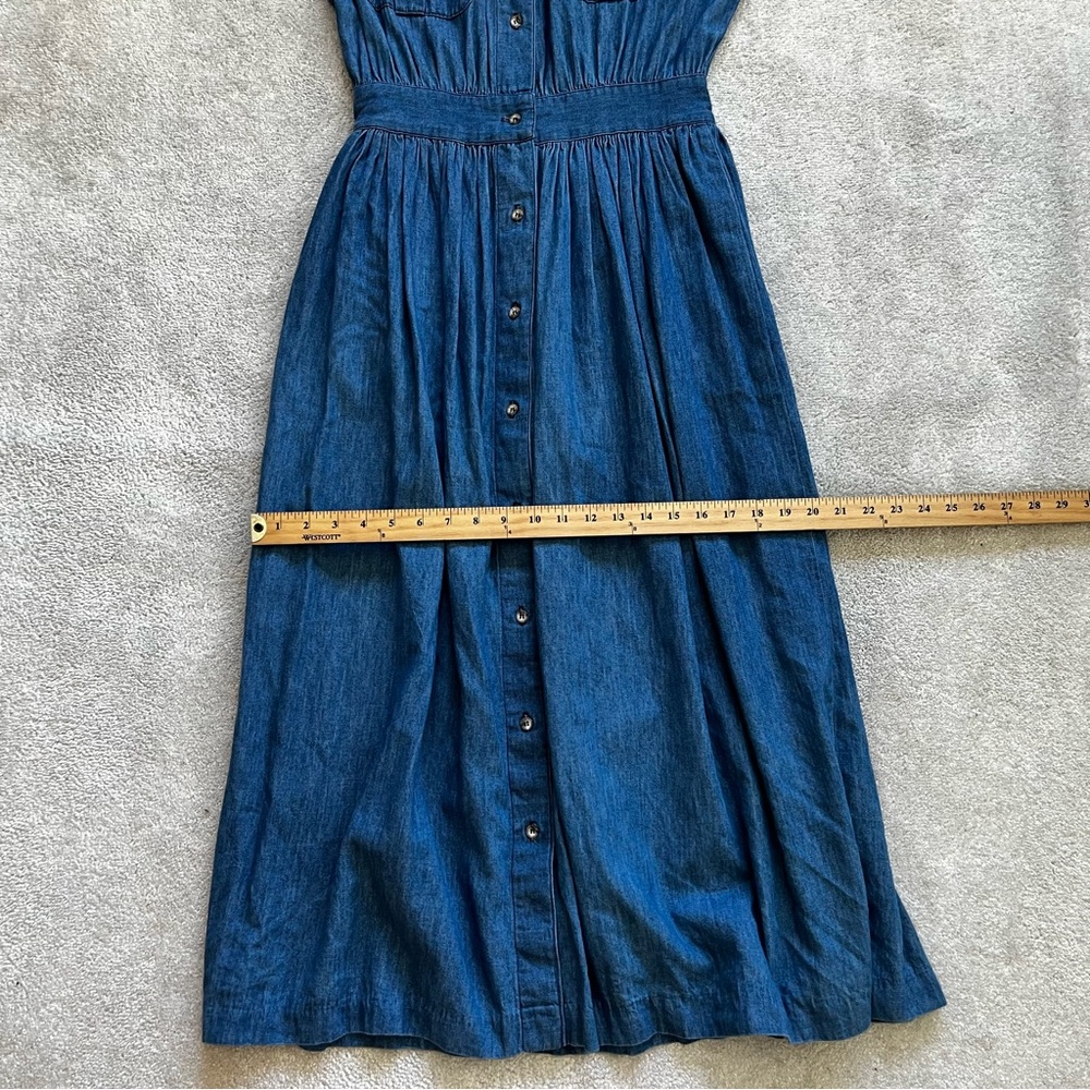 ABERCROMBIE & FITCH VINTAGE DENIM MAXI DRESS SIZE 10 COTTAGECORE PRAIRIE TRENDY - Picture 8 of 10